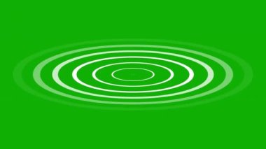 Yeşil ekran arka planına sahip beyaz dairesel dalgaların hareket grafikleri genişletiliyor
