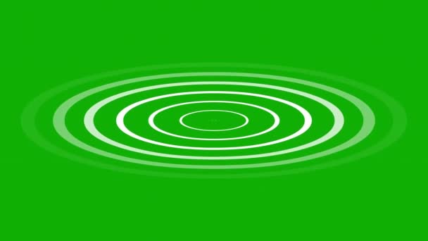 Expandierende Weiße Kreiswellen Bewegungsgrafik Mit Grünem Bildschirmhintergrund — Stockvideo