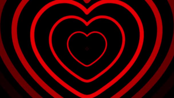 Sade Siyah Arkaplan Ile Kırmızı Kalplerin Hareket Grafikleri Genişletiliyor — Stok video