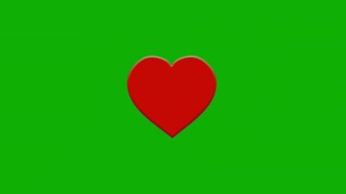 Expanding red hearts motion graphics with green screen background