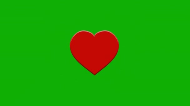 Expanding Red Hearts Motion Graphics Green Screen Background — Vídeo de Stock