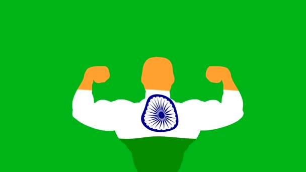 Yeşil Ekran Arka Planına Sahip Güçlü Hint Bayrak Hareketi Grafikleri — Stok video