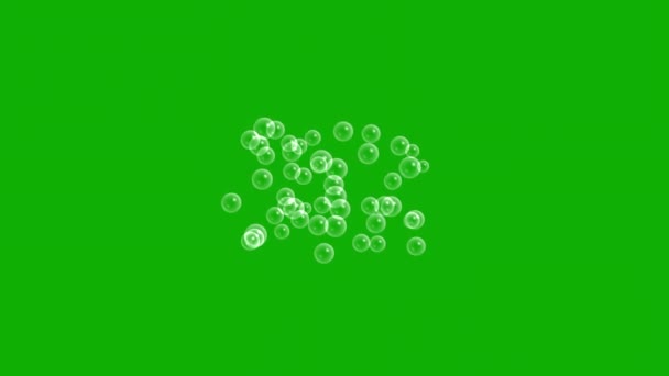 Мыльные Пузыри Движения Графики Зеленым Фоном Экрана — стоковое видео