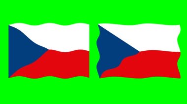 Yeşil ekran arkaplanlı dalgalı Çek Cumhuriyeti bayrak hareketi grafikleri