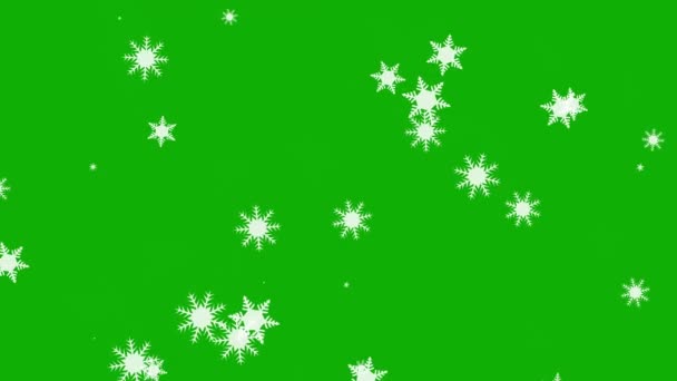 Падіння Графіки Руху Снігових Пластівців Зеленим Екраном — стокове відео