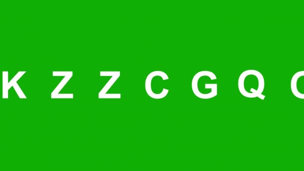 Переміщення Англійського Алфавіту Графіка Руху Зеленим Фоном Екрану — стокове відео