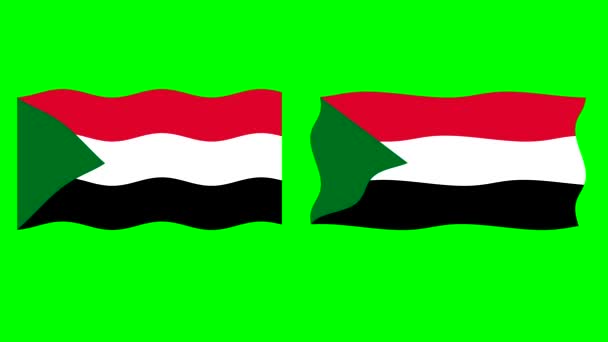 緑の画面の背景と波スーダンの旗の動きのグラフィック — ストック動画