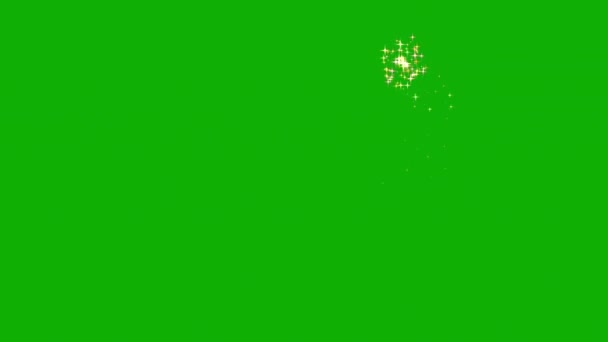 Блискучі Частинки Зірки Потік Графіки Руху Зеленим Екраном Фону — стокове відео