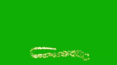 Yeşil ekran arka planında sim parçacıkları olan parlayan Noel ağacı