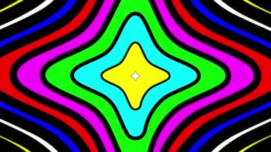 Renkli yıldızın genişlemesi, desen hareketinin grafik arkaplanını şekillendirir