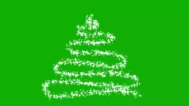 Zářící Vánoční Strom Jiskří Pohybové Grafiky Zelenou Obrazovkou Pozadí — Stock video
