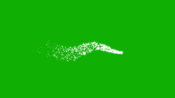 Glitter Partiklar Ström Böjda Bana Rörelse Grafik Med Grön Skärm — Stockvideo