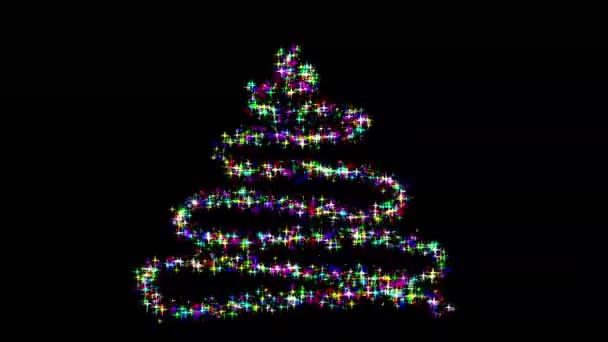 Coloridos Gráficos Movimiento Del Árbol Navidad Con Fondo Nocturno — Vídeo de stock