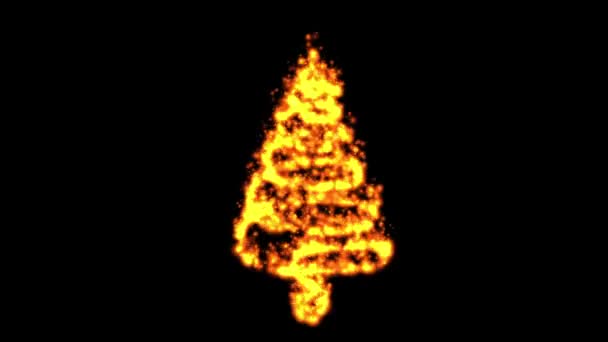 Feuer Weihnachtsbaum Bewegungsgrafik Mit Schlichtem Schwarzen Hintergrund — Stockvideo