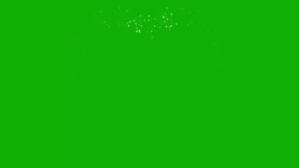 Glitter Λάμπει Γραφικά Κίνησης Σχήμα Καρδιάς Πράσινο Φόντο Οθόνη — Αρχείο Βίντεο