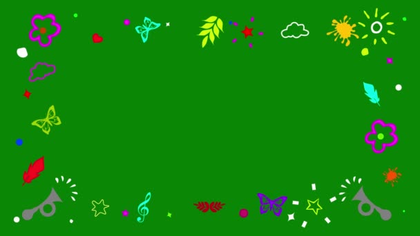 Красивий Фестиваль Декоративної Рамки Графіки Руху Фоном Зеленого Екрану — стокове відео