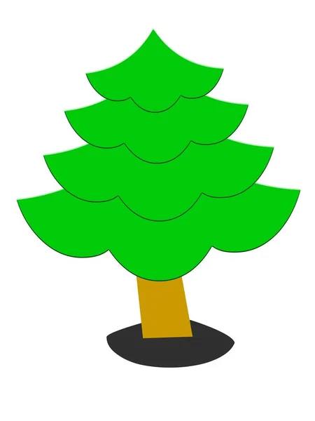 Sade beyaz arka planda izole edilmiş güzel bir Noel ağacı çizimi