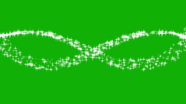 Сияющие Звезды Поток Графики Движения Зеленым Фоном Экрана — стоковое видео