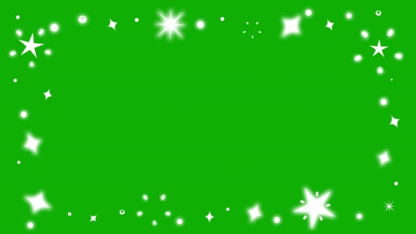 Shining Stars Decorative Frame Motion Graphics Green Screen Background — Stock Video