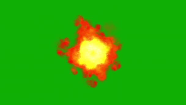 緑の画面の背景と火災爆発モーショングラフィックス — ストック動画