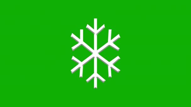 Spinning Snow Flake Motion Graphics Green Screen Background — Vídeo de stock