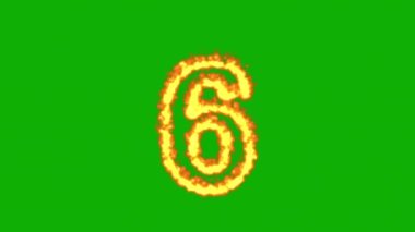 Yeşil ekran arka planında yangın efekti olan 6 numara
