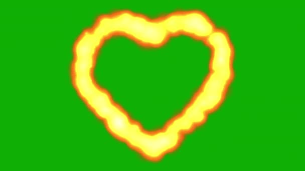 Fire Heart Motion Graphics Green Screen Background — Αρχείο Βίντεο
