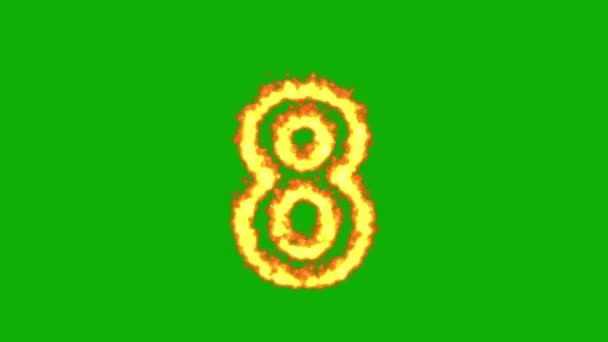 Number Fire Effect Green Screen Background — Stockvideo