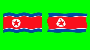 Wavy North Korea flag motion graphics with green screen background