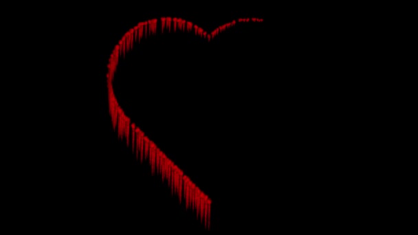 Blood Heart Motion Graphics Plain Black Background — Video Stock