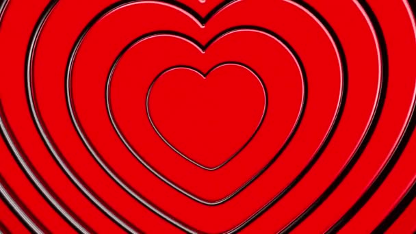 Вирощування Червоних Сердець Візерунка Руху Графічний Фон — стокове відео