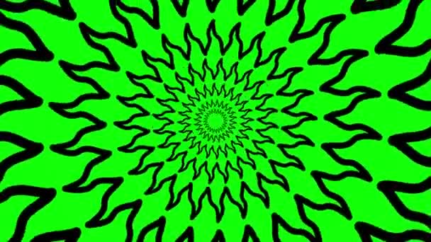 Spinning Wielen Patroon Beweging Graphics Met Groen Scherm Achtergrond — Stockvideo