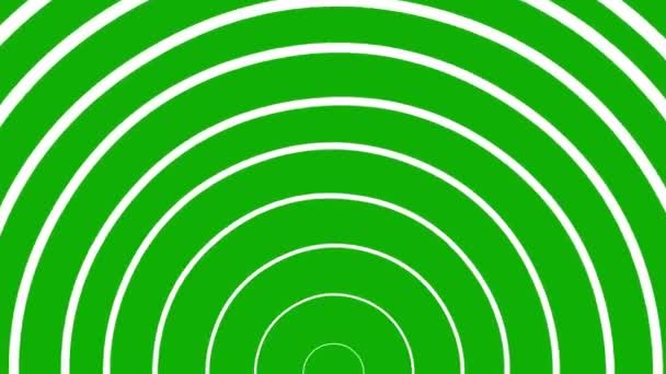Расширение Круговых Волн Графика Движения Зеленым Фоном Экрана — стоковое видео