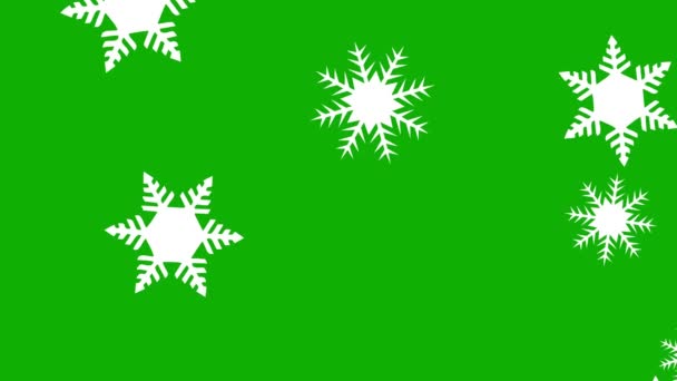 坠落的雪花在绿色屏幕背景下的运动图形 — 图库视频影像