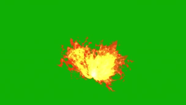 火災は緑の画面の背景とモーショングラフィックスを火花 — ストック動画