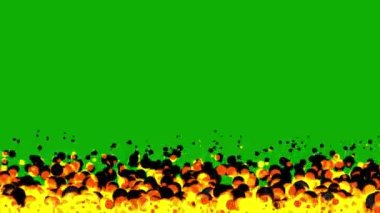 Raging anime fire motion graphics with green screen background