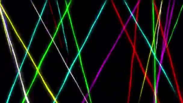 Coloridas Rayas Luz Gráficos Movimiento Con Fondo Negro Liso — Vídeos de Stock