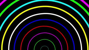 Expanding colorful rings motion graphics with plain black background