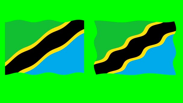 Wavy Tanzánia Zászló Mozgás Grafika Zöld Képernyő Háttér — Stock videók