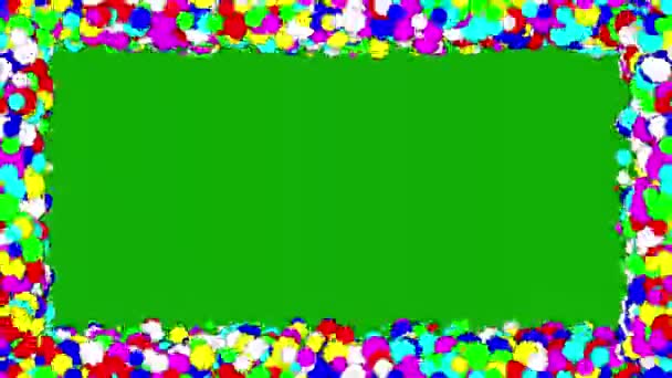 Colorful Cloud Shapes Frame Motion Graphics Green Screen Background — Stock video