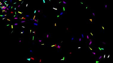 Blowing colorful confetti particles motion graphics with plain black background