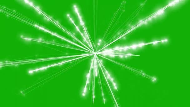 Magische Lichtstralen Glitter Deeltjes Beweging Graphics Met Groene Achtergrond Scherm — Stockvideo