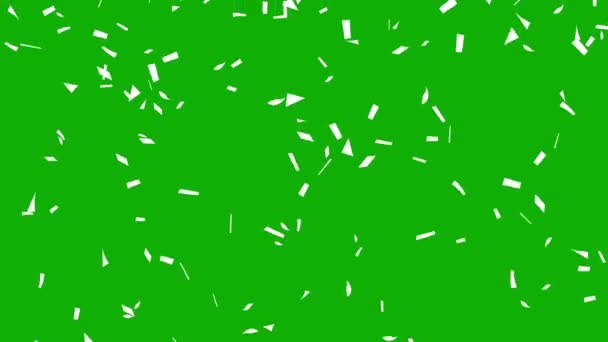 Queda Partículas Confete Branco Movimento Gráficos Com Fundo Tela Verde — Vídeo de Stock