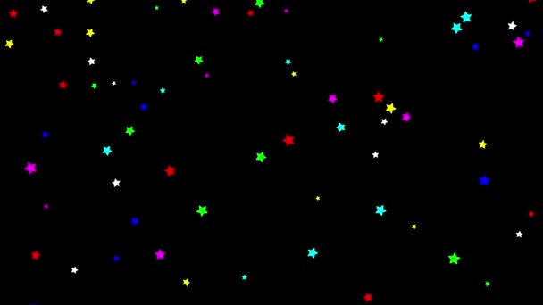 色鮮やかな星の動きのグラフィックとプレーンブラックの背景 — ストック動画