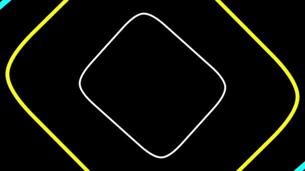 Розширення Барвистих Вигнутих Квадратних Фігур Графіки Руху Простим Чорним Фоном — стокове відео