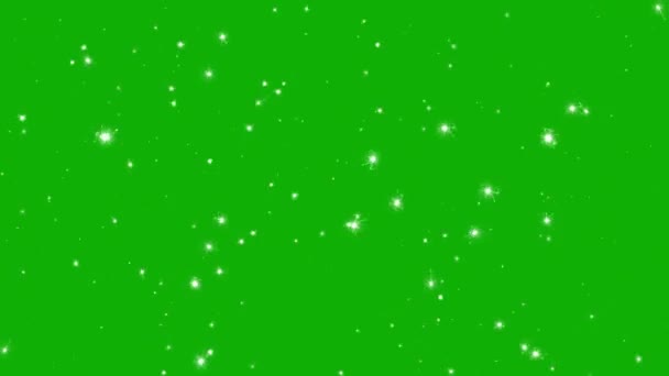 Funkeln Und Schneefall Bewegungs Grafiken Mit Grünem Hintergrund — Stockvideo