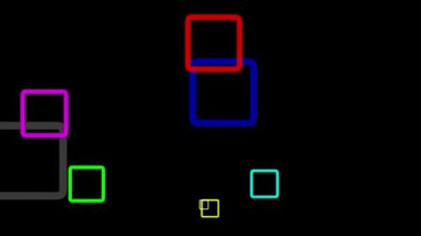 Renkli kare düz siyah arkaplan ile hareket grafiklerini şekillendirir