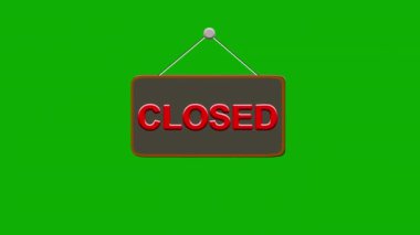 Yeşil ekran arkaplan üzerinde kapalı metin ile sallanan tahta