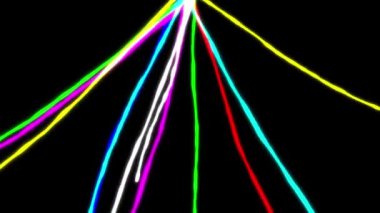 Sihirli renkli ışık düz siyah arkaplan ile hareket grafiklerini çizer