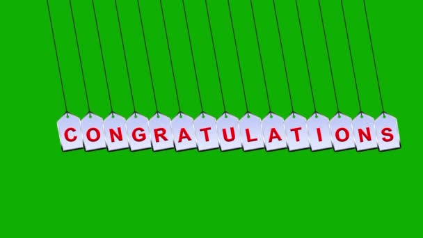 Swinging Congratulations Banner Bewegungs Grafiken Mit Grünem Hintergrund — Stockvideo